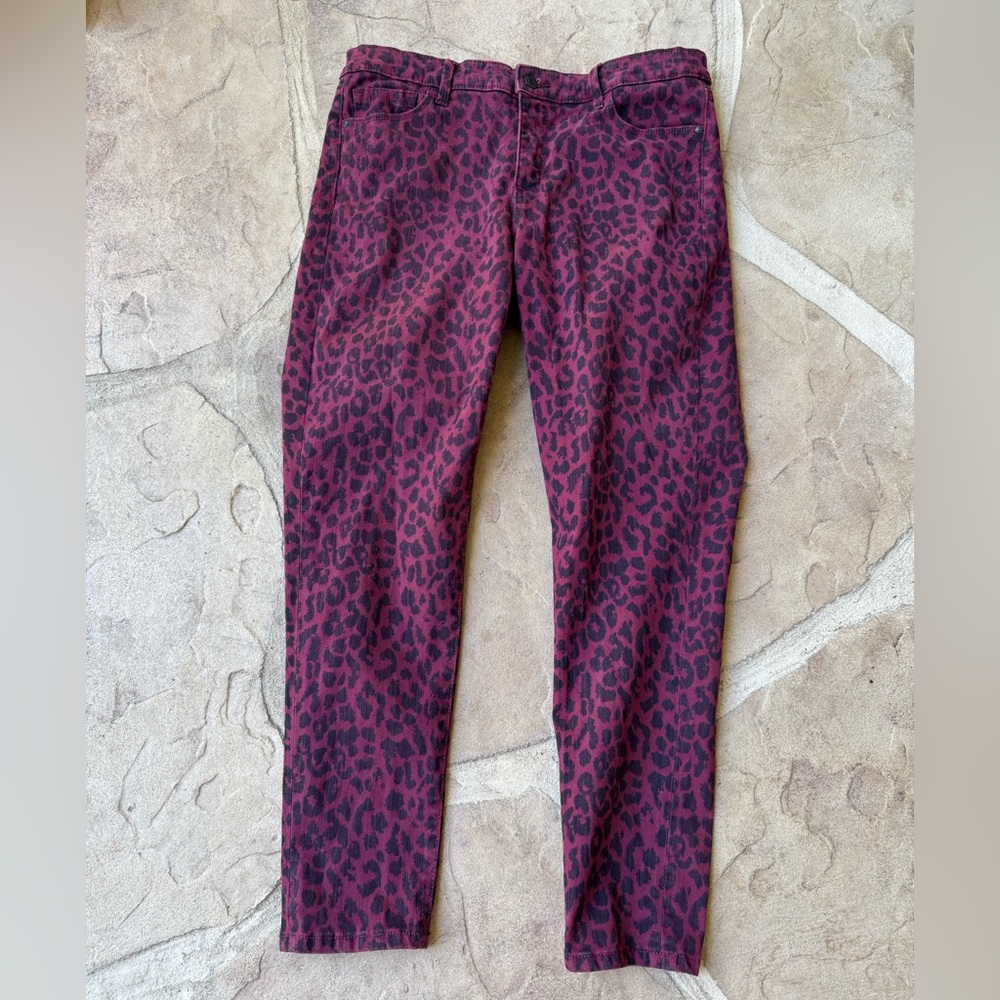 Social Standard by Sanctuary, Burgundy/Black, Leopard Print, Pants, Size 10
